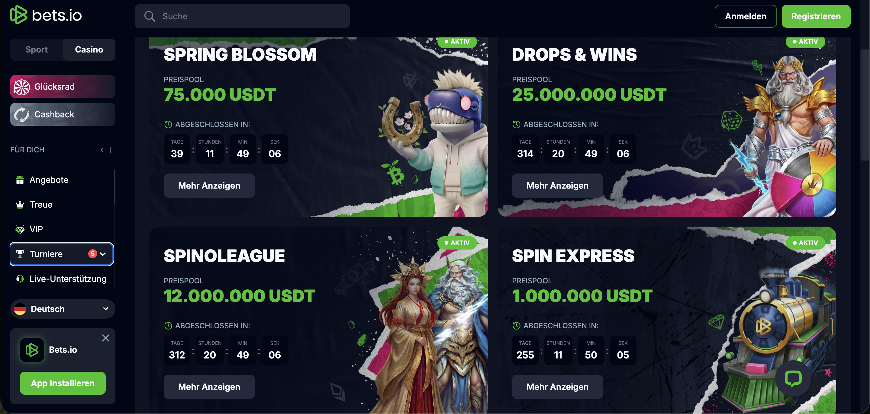Bets.io Casino Turniere und Preispools